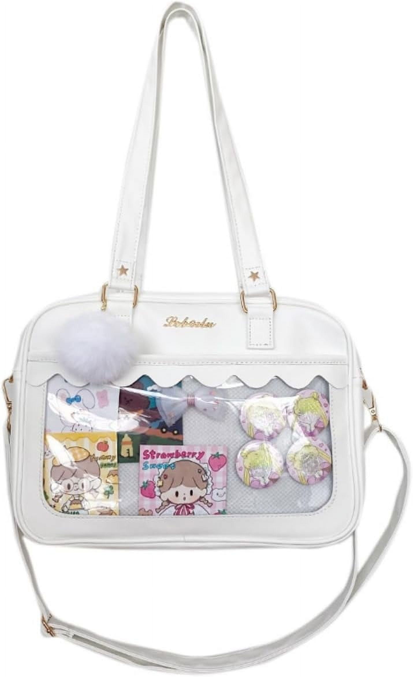 JUYGO Clear Aesthetic Bag Ita Bag Cute Messenger Bag Crossbody Bag for Women JK Tote Purse