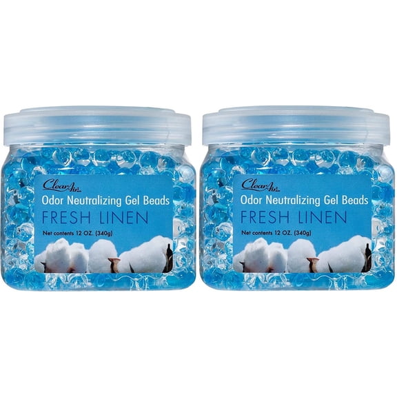 Clear Air Odor Eliminator Gel - 12 oz, Pack of 2 - Air Freshener Made with Essential Oils - Eliminates Odors in Bathrooms, Cars, Boats, RVs & Pet Areas - Fresh Linen Scent