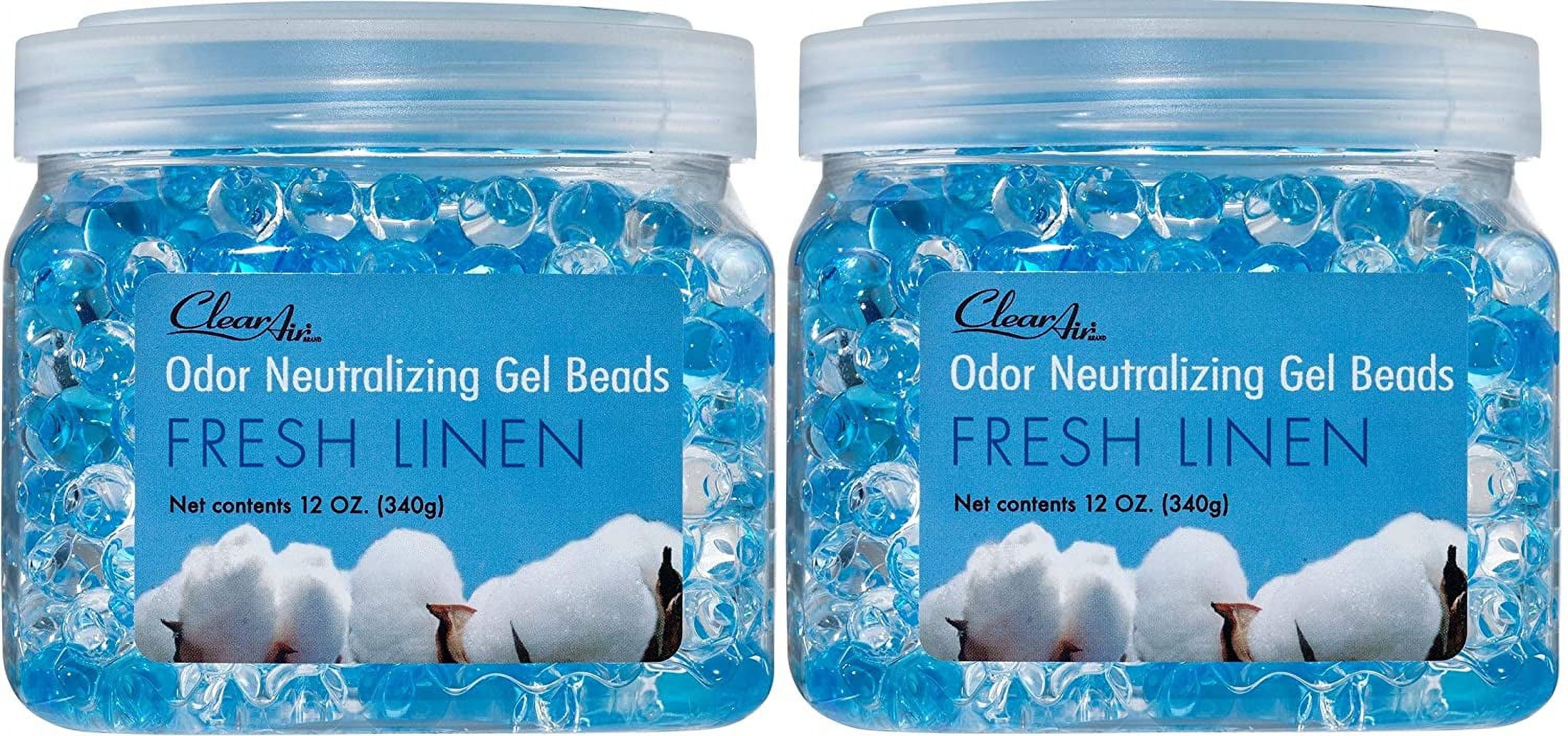Clear Air Odor Eliminator Gel Beads, 12oz 2-Pack, Fresh Linen Scent ...