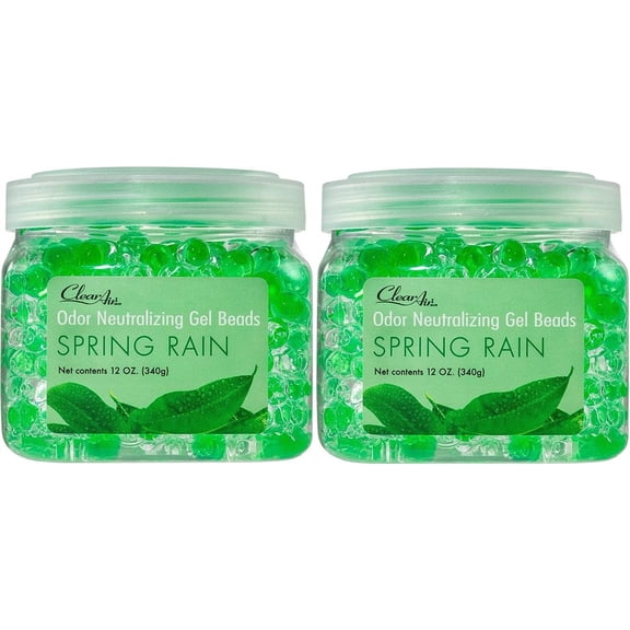 Clear Air Odor Eliminator Gel - 12 oz, Pack of 2 - Air Freshener Made with Essential Oils - Eliminates Odors in Bathrooms, Cars, Boats, RVs & Pet Areas - Spring Rain Scent