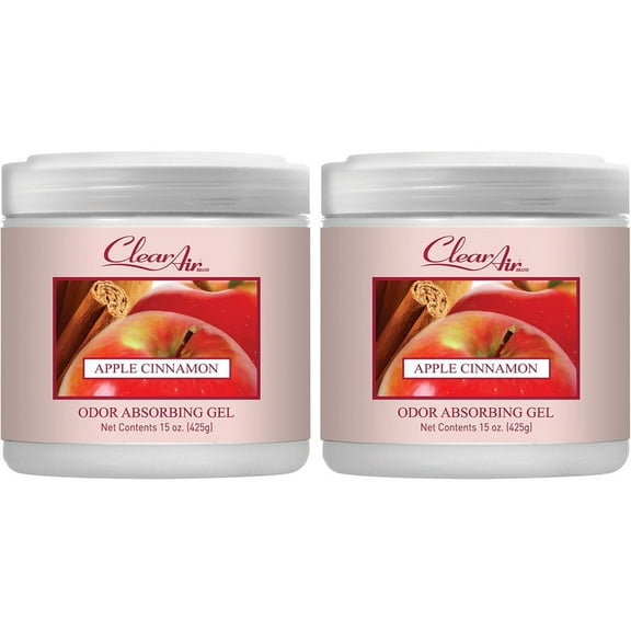 Clear Air 15 oz (2-Pack) Odor Absorber Gel - Effective & Fast Odor Removal - Apple Cinnamon Scent
