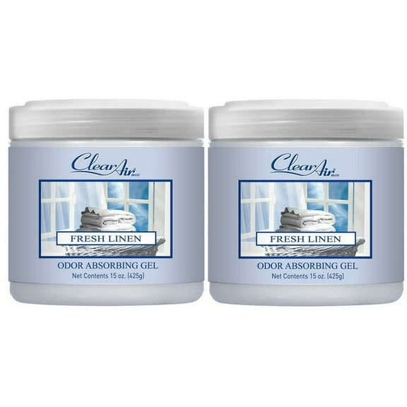 Clear Air 15 oz (2-Pack) Odor Absorber Gel - Effective & Fast Odor Removal - Fresh Linen Scent