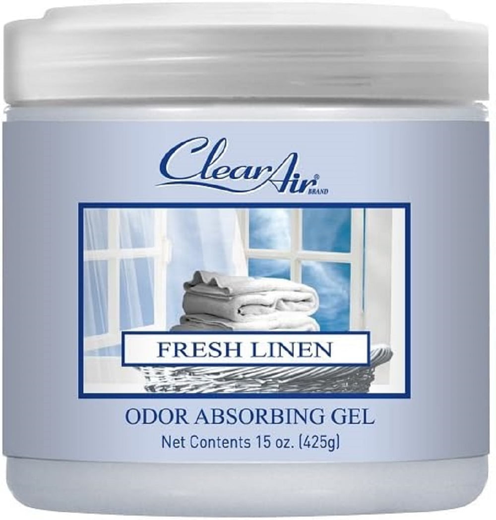  Clear Air Gel absorbente de olores – Ambientador y eliminador  de olores – Absorbe olores en baños, automóviles y vehículos recreativos –  Hecho con aceites esenciales – Aroma de lino fresco –