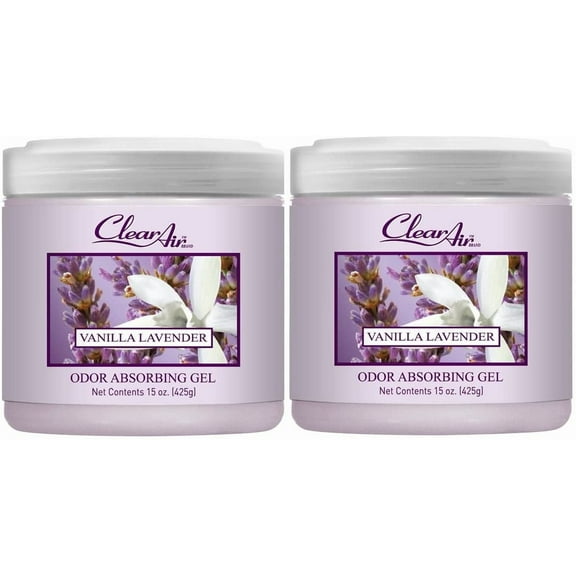 Clear Air Odor Absorber Gel - Vanilla Lavender Scent - Air Freshener - 15 Ounce