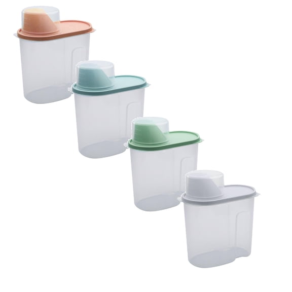 Clear Airtight Cereal Storage Containers Set of 4 - 1.9L BPA-Free Food Canisters with Lids & Pour Spouts - Ideal for Rice, Flour, Sugar, Grains, Baking Supplies & Pet Food Organization