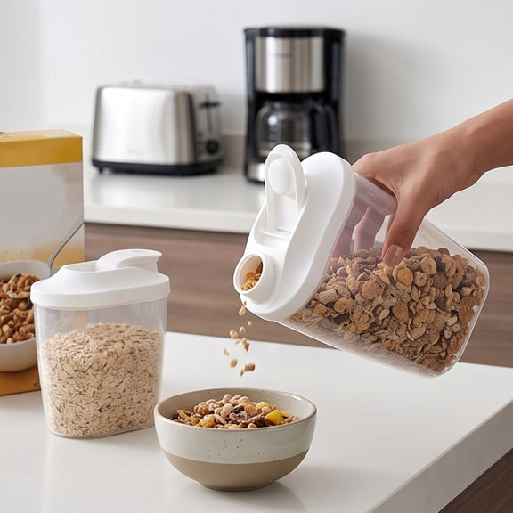 Clear Airtight Dry Food Storage Container With Flip Pour Lid, Grain Cereal Rice Flour Canister, Kitchen Pantry Organization Jar For Nuts, Beans, Pasta Grains