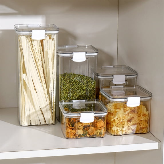 Clear Airtight Plastic Food Storage Container with Leak-Proof Lid for Kitchen Pantry Organization and Dry Food Storage, Dishwasher