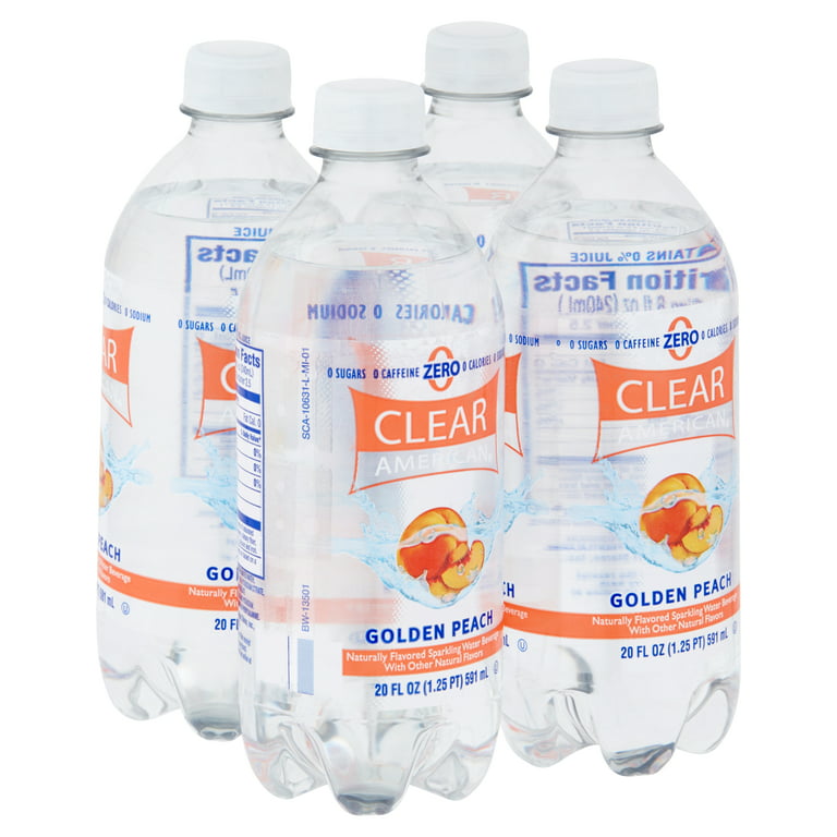 Clear American Golden Peach Sparkling Water, 20 fl oz, 4 count