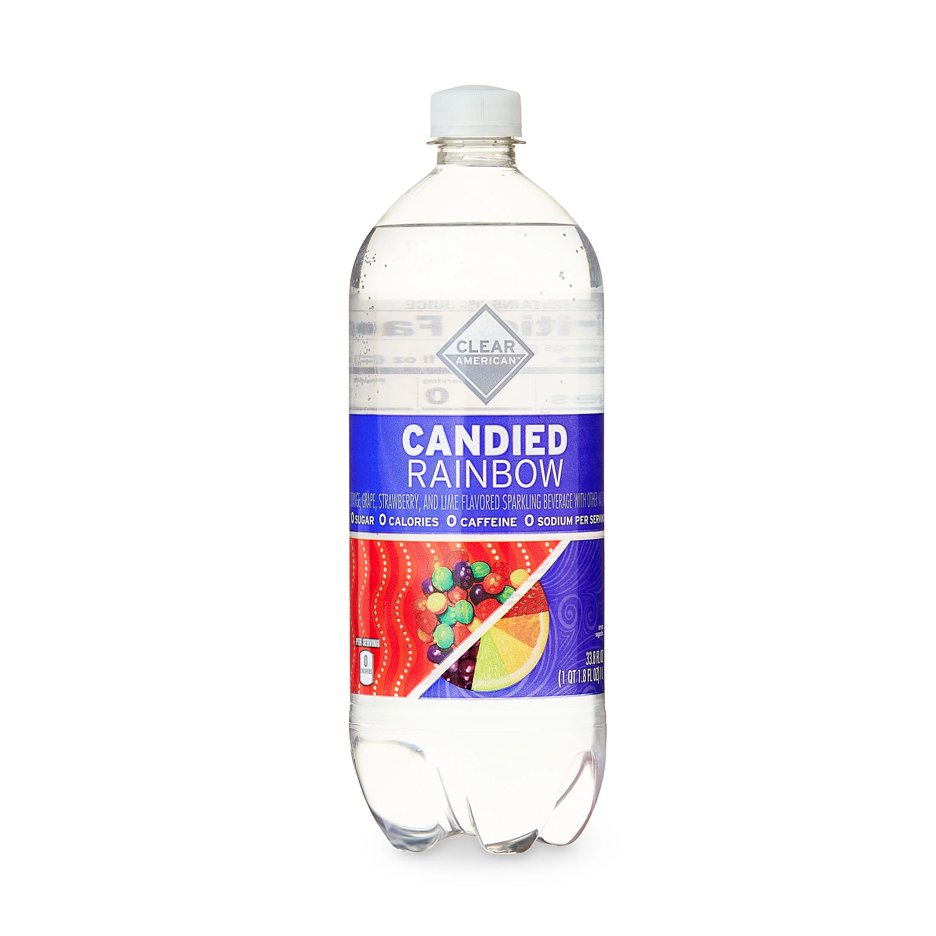 Clear American Sparkling Water, Candied Rainbow, 33.8 fl oz