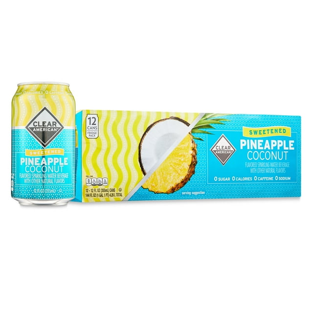 Clear American Sparkling Water, Pineapple Coconut, 12 oz, 12 Count