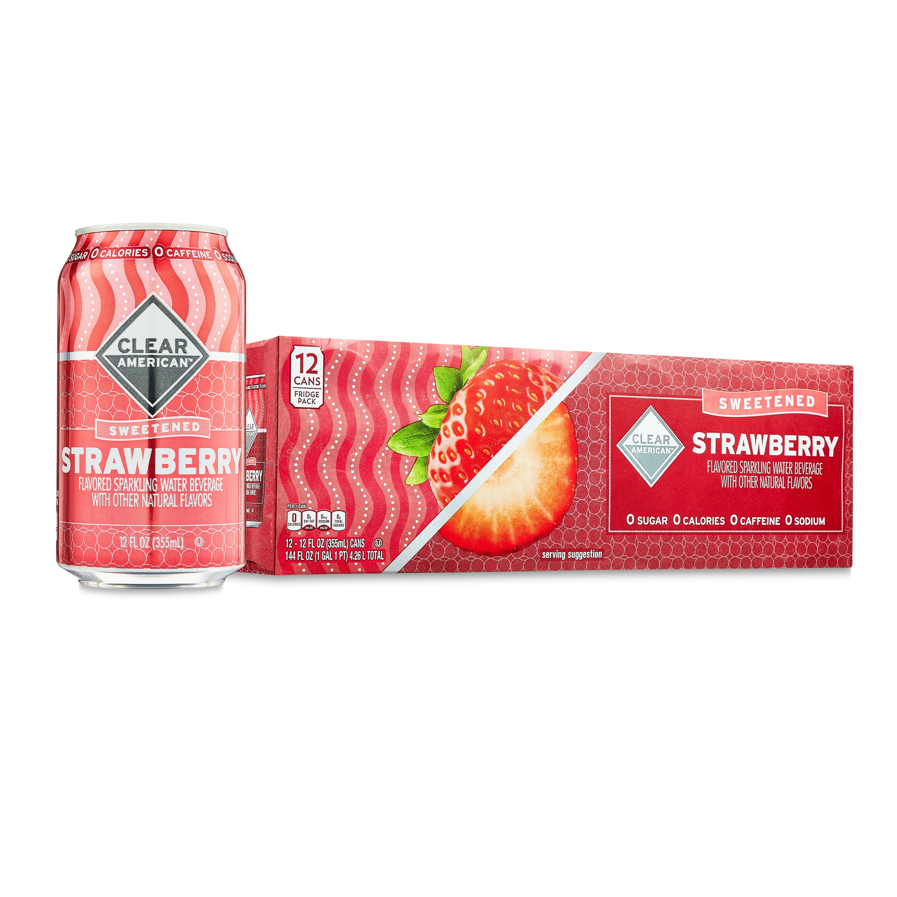 Clear American Sparkling Water, Strawberry - 12 pack, 12 fl oz cans