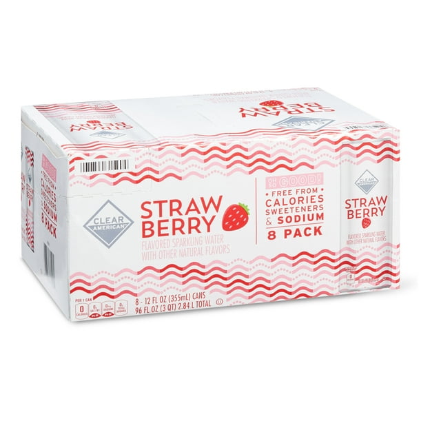 Clear American Strawberry Sparkling Water, 12 fl oz, 8 Count