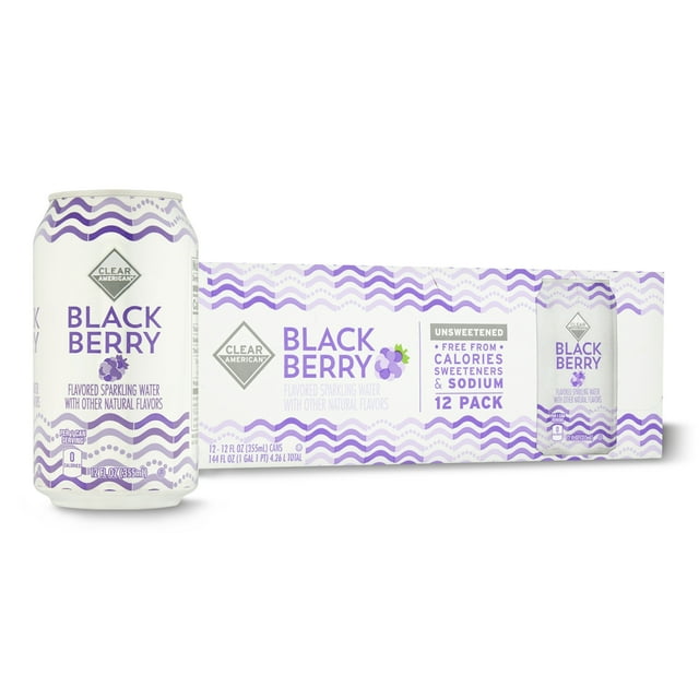 Clear American Unsweetened Blackberry Sparkling Water, 12 fl oz, 12