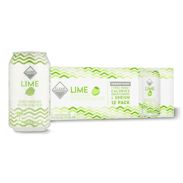 Clear American Unsweetened Lime Sparkling Water, 12 Fl Oz, 12 Pack Cans