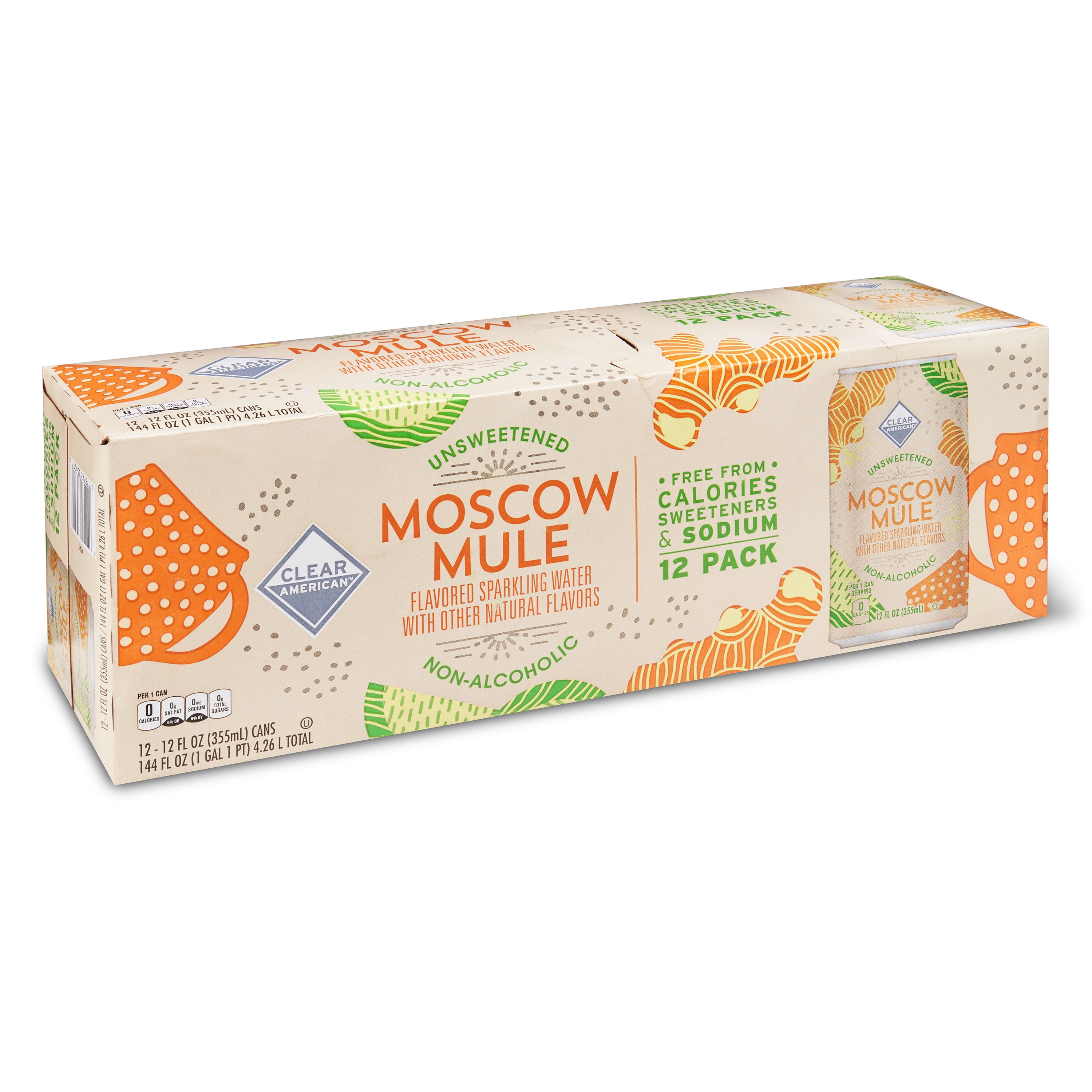 Clear American Unsweetened Moscow Mule Flavored Sparkling Water, 12 fl