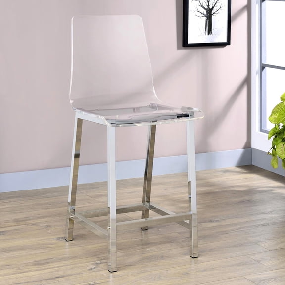 Clear And Counter Stools Of 2 - Modern Acrylic Bar Seating With Stable Back Foot Supports For Dining Room Use 2pcs Height Chairs Contemporary Comfort