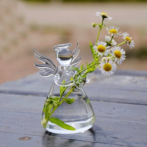 Clear Angel Shape Glass Desktop Decorative Plant Terrarium Flower Vase Plant Bottle Holder Home Decor