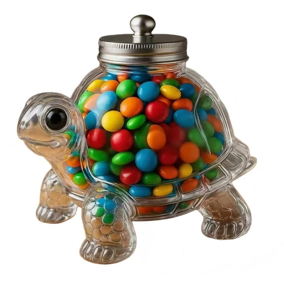 Clear Animals Shape Candy Jar,1 Count,Cute Turtle Shape Snack Container, Airtight Lid Cookie Canister, Food Storage Pot, Practical Gifts for Kitchen Counter Animals Lovers