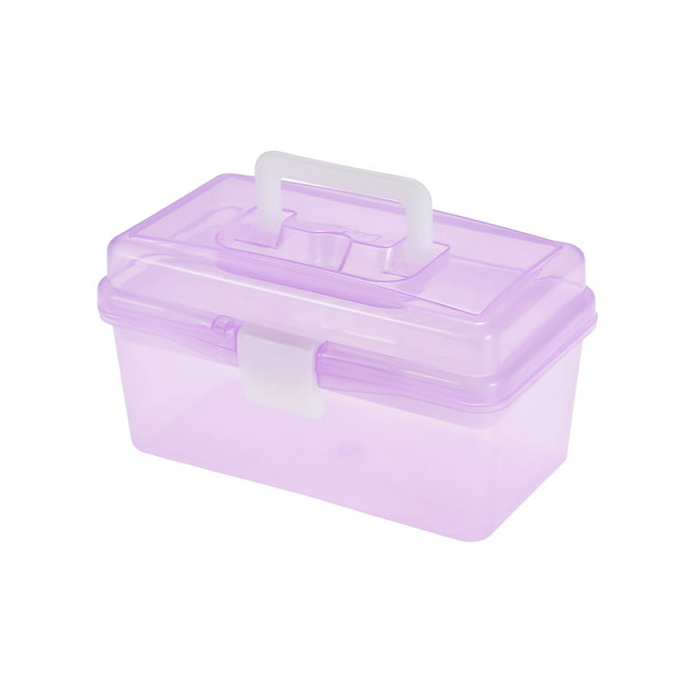 Clear Art Storage Box Watercolor Oil Painting Supplies Multipurpose Case Portable for Artists Students, Size: Small, Purple