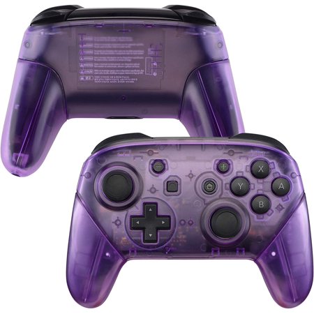 Clear Atomic Puple Faceplate Backplate Handles for Nintendo Switch Pro Controller, DIY Replacement Grip