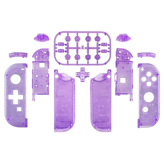 Clear Atomic Purple Replacement Housing Shell w/Full Set Buttons for Nintendo Switch/OLED Joycon