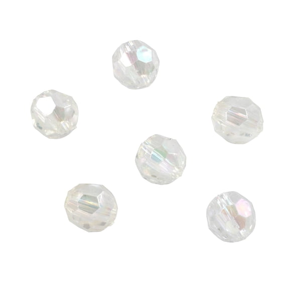 Clear Aurora Borealis Faceted Acrylic Round Craft Beads by Bead Landing - 8mm