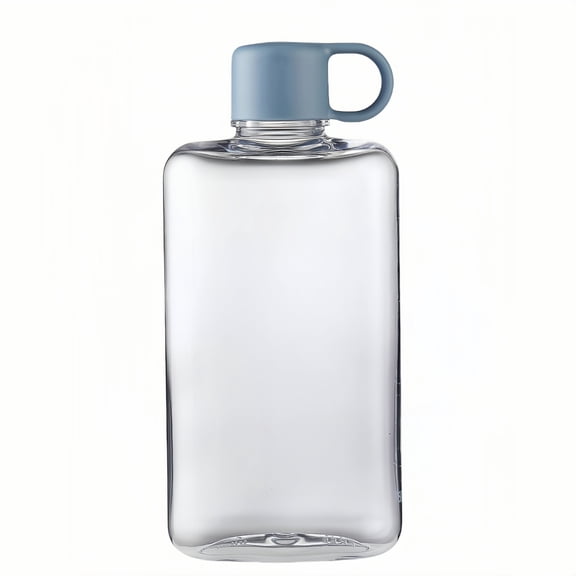 Clear BPA Free Plastic Water Bottle Flat Design Portable Sports Drink Bottle Leak Resistant Reusable Beverage Container