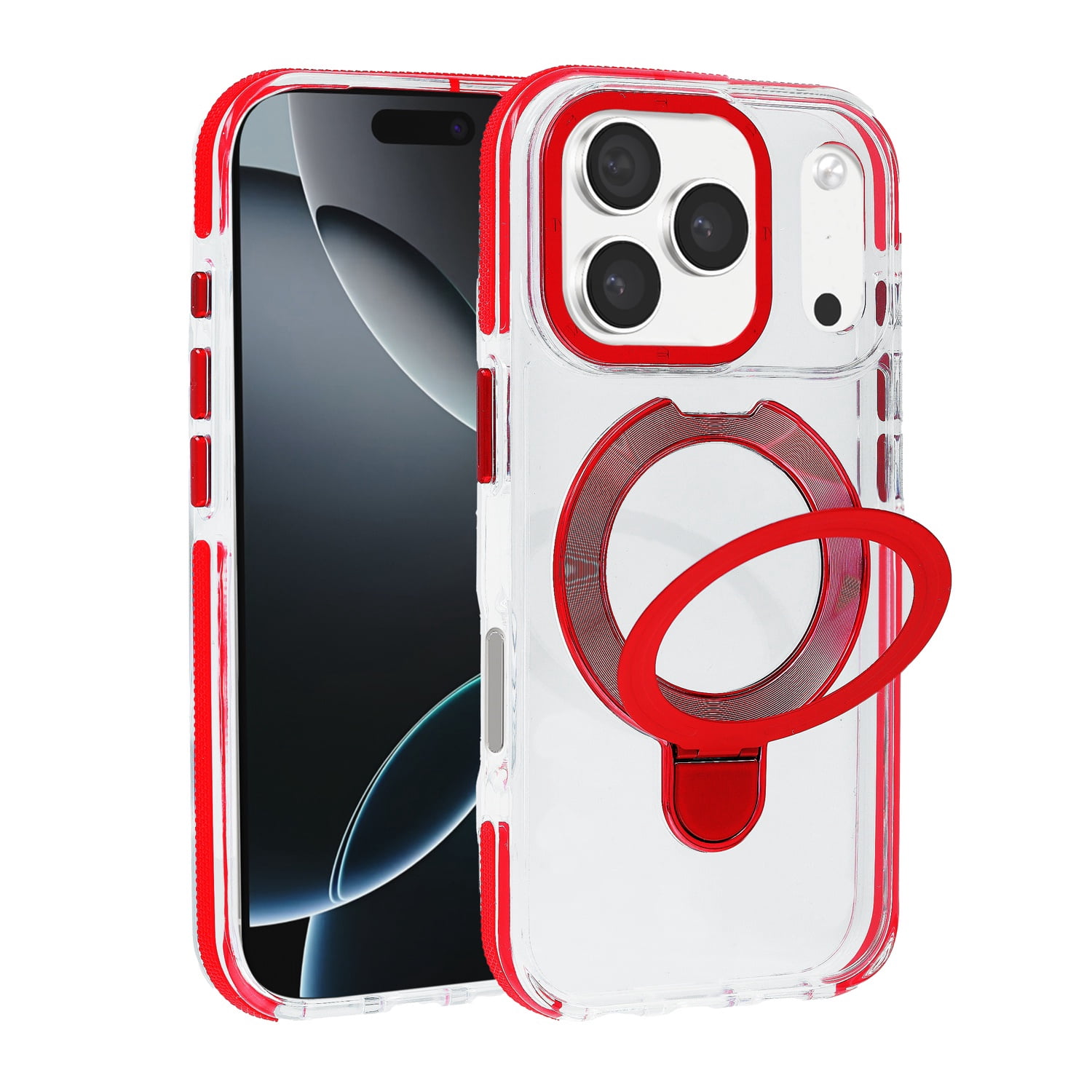 Clear Back Cover with Wireless Charging Support for iPhone 17 Pro Max - Red