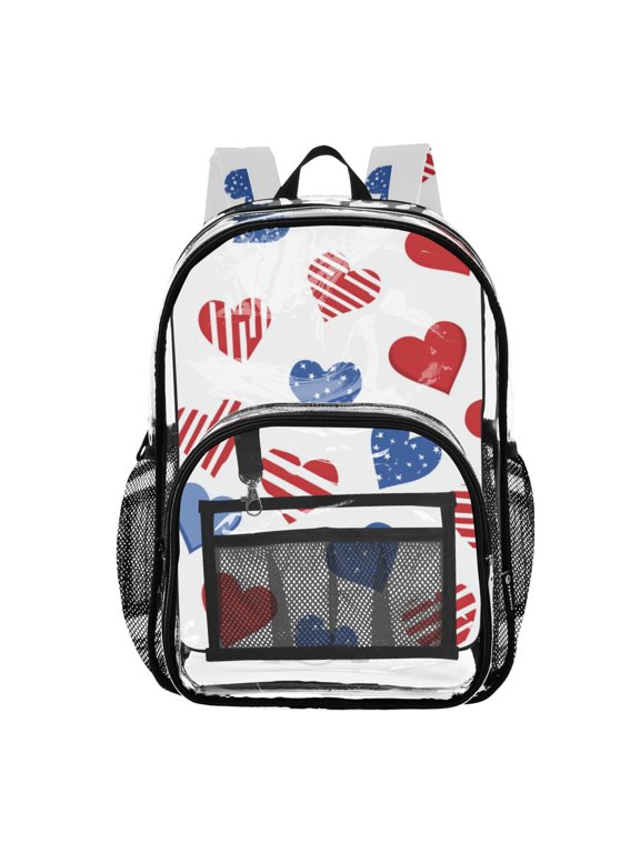 Clear Backpack 12L Large Capacity Transparent Waterproof 2d Pattern Of Hearts