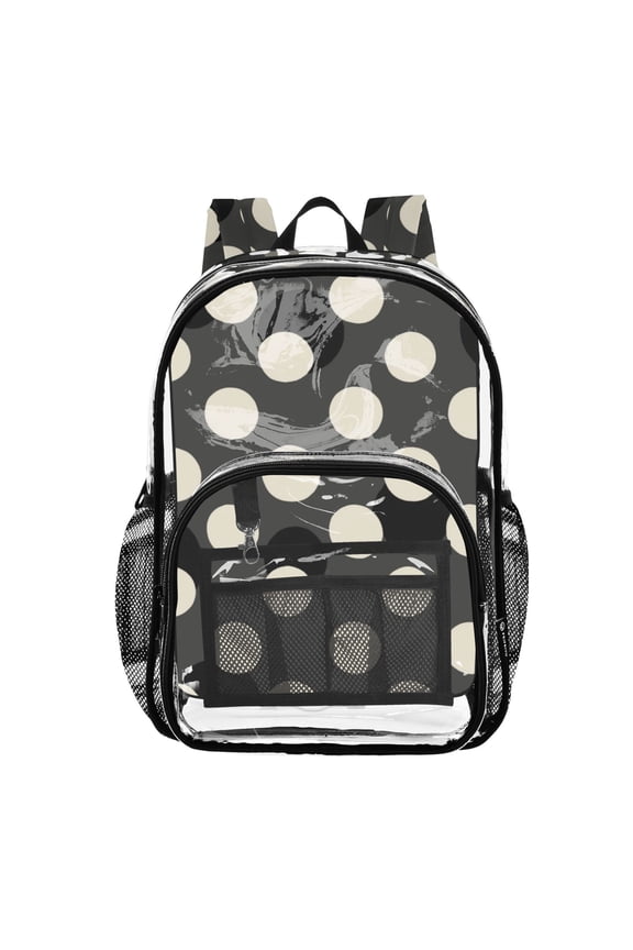 Clear Backpack 12L Large Capacity Transparent Waterproof Black&white Polka Dot