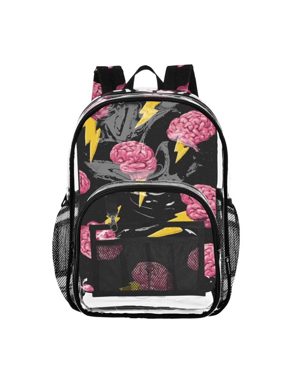 Clear Backpack 12L Large Capacity Transparent Waterproof Brains Lightning Bolts