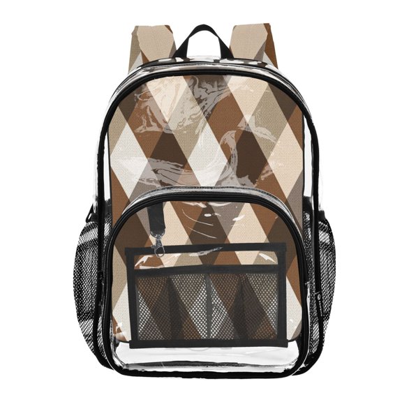 Clear Backpack 12L Large Capacity Transparent Waterproof Brown Beige