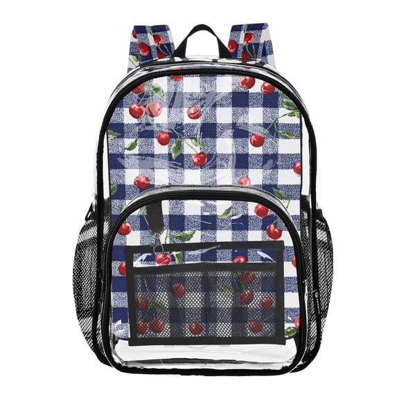Clear Backpack 12L Large Capacity Transparent Waterproof Cherry Checkered