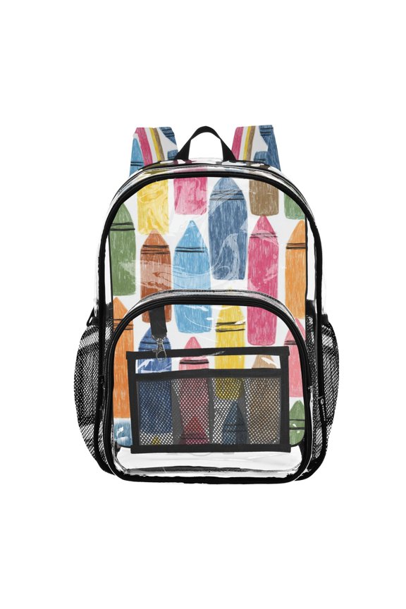 Clear Backpack 12L Large Capacity Transparent Waterproof Colorful Crayon