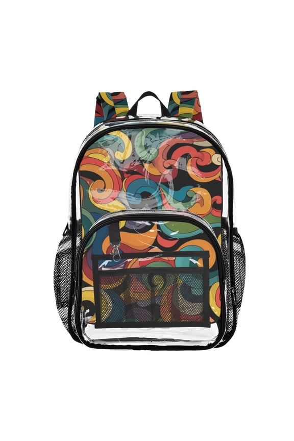 Clear Backpack 12L Large Capacity Transparent Waterproof Colorful Swirl