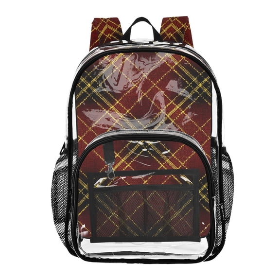 Clear Backpack 12L Large Capacity Transparent Waterproof Dark Red