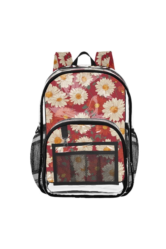 Clear Backpack 12L Large Capacity Transparent Waterproof Dasiy in Red