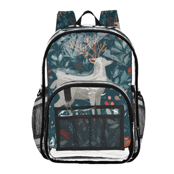 Clear Backpack 12L Large Capacity Transparent Waterproof Deer Standing in The Plants