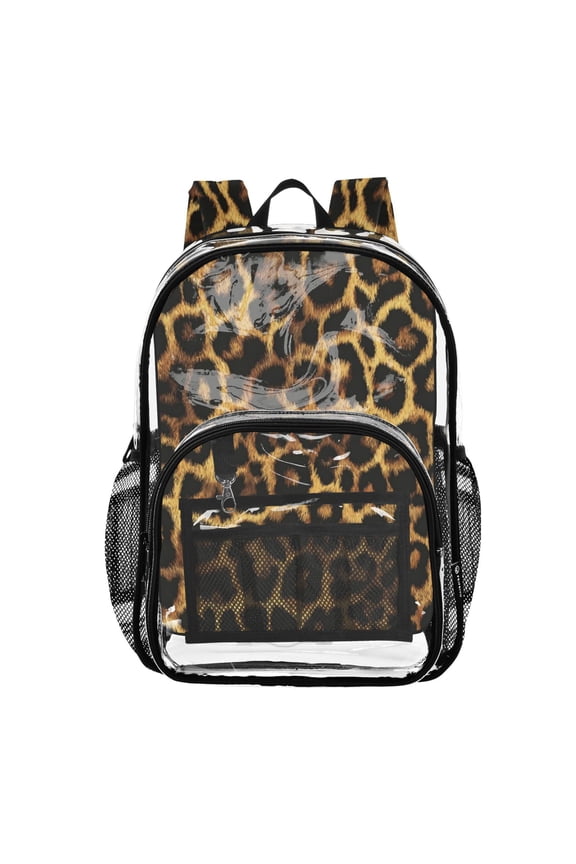 Clear Backpack 12L Large Capacity Transparent Waterproof Leopard Print Tile
