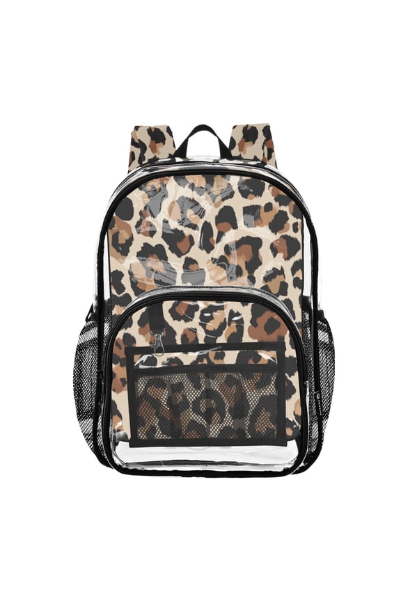 Clear Backpack 12L Large Capacity Transparent Waterproof Leopard Print
