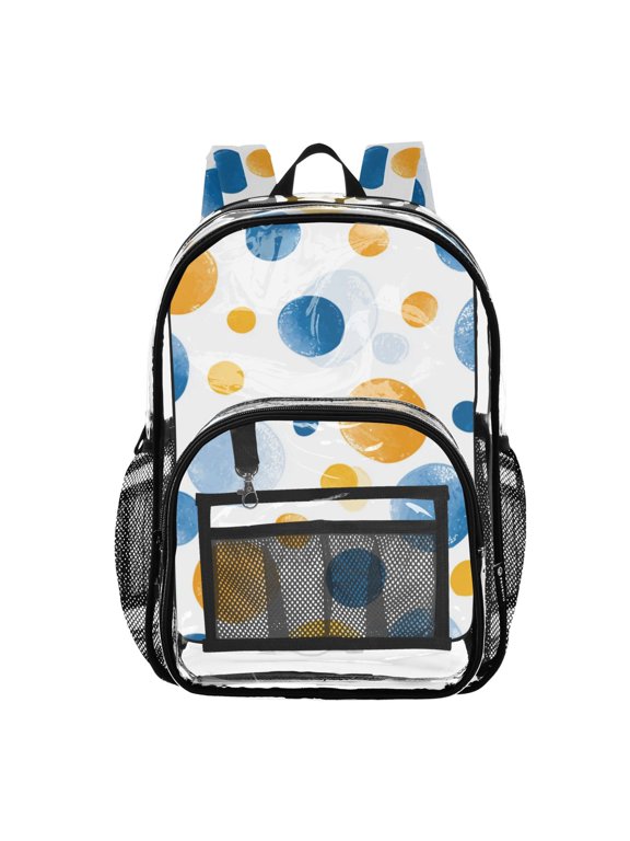 Clear Backpack 12L Large Capacity Transparent Waterproof Orange and Blue in Bubble