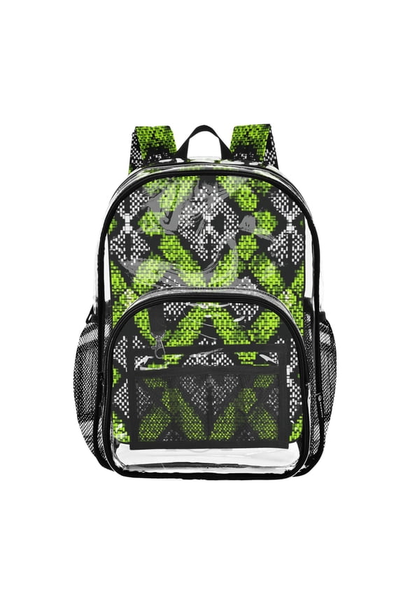 Clear Backpack 12L Large Capacity Transparent Waterproof Plaid in Green