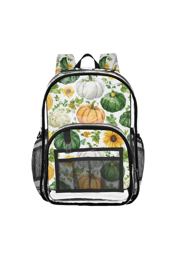 Clear Backpack 12L Large Capacity Transparent Waterproof Pumkins&sunflower