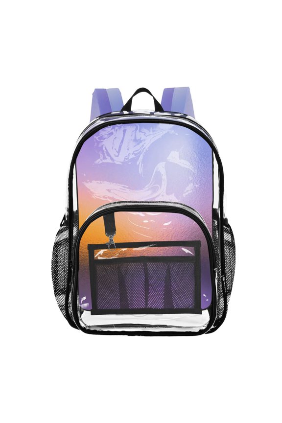 Clear Backpack 12L Large Capacity Transparent Waterproof Purple Soft Focus