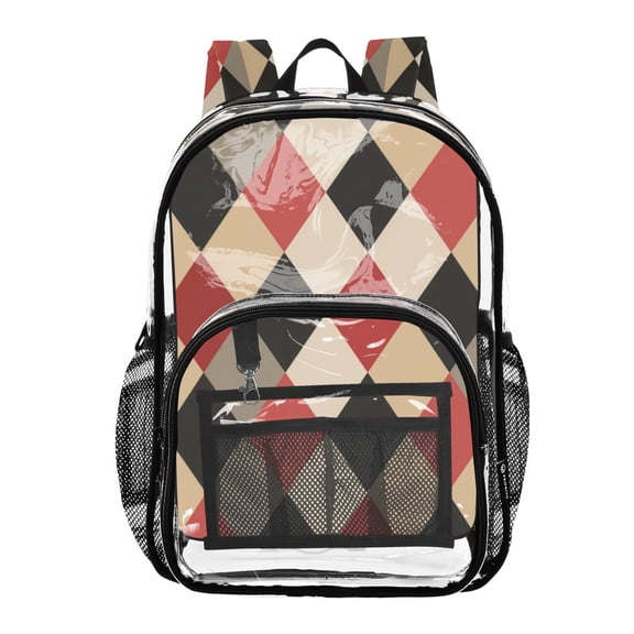 Clear Backpack 12L Large Capacity Transparent Waterproof Red Beige