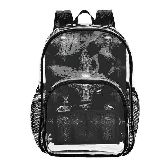 Clear Backpack 12L Large Capacity Transparent Waterproof Sacred Cross Decorations