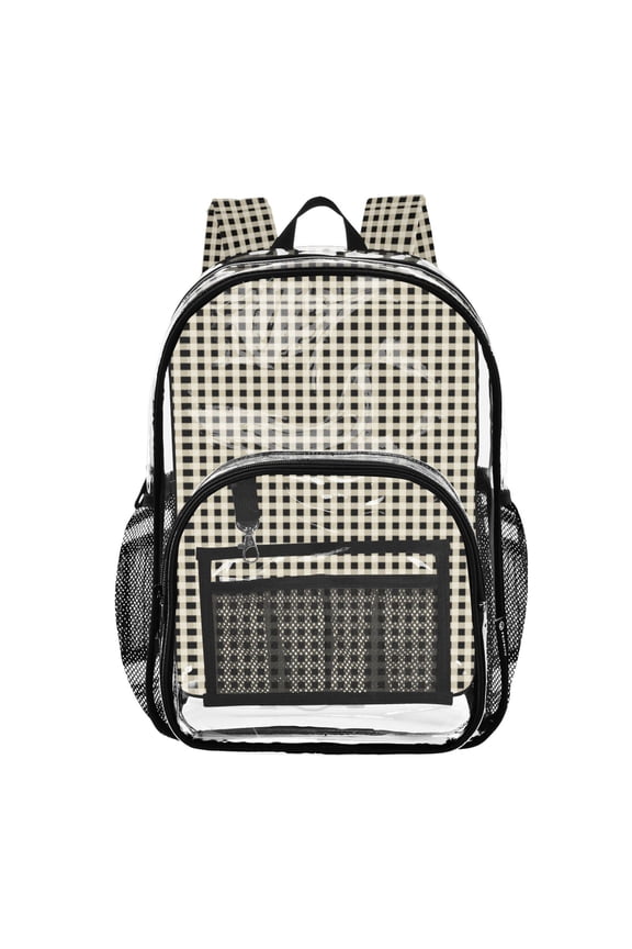 Clear Backpack 12L Large Capacity Transparent Waterproof Tiny Black White Checkered Squares