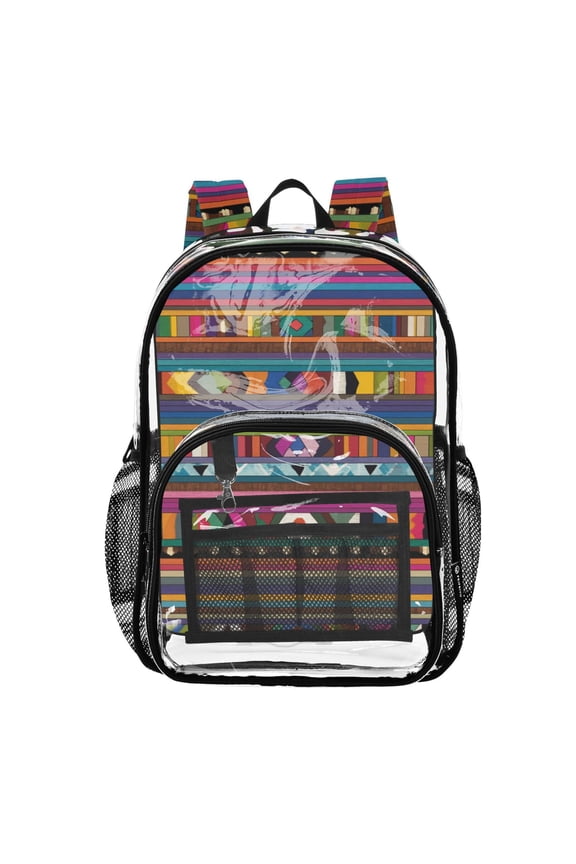 Clear Backpack 12L Large Capacity Transparent Waterproof Traditional African Tribal Designs