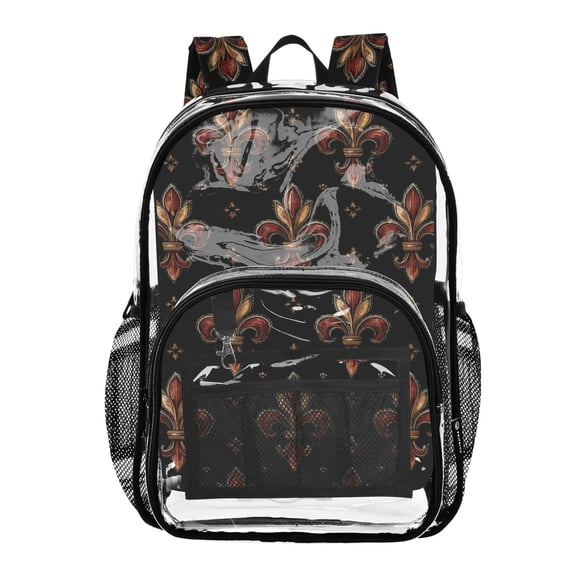 Clear Backpack 12L Large Capacity Transparent Waterproof Warm Reds and Browns
