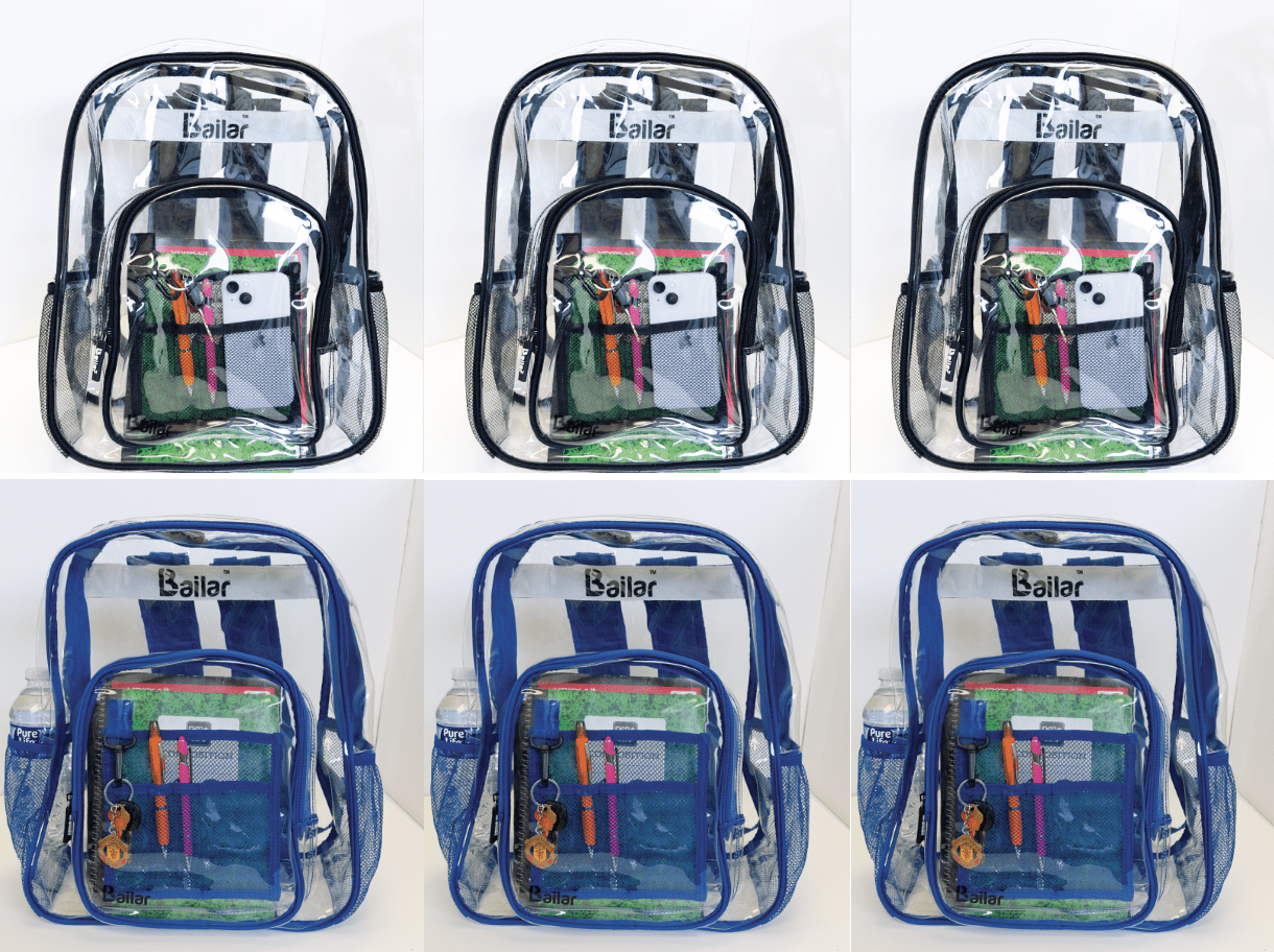 Clear Backpack, 6 Black, with Pencil Pouch